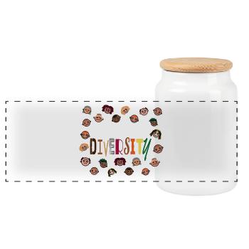 Celebrate Diversity - Vielfalt feiern - Panorama Keksdose mit Holzdeckel - Weiß - Vorne