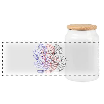 Asian Spidergirl - Panoramic Cookie Jar with Wooden Lid - white - Front
