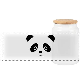Panda doux - Boîte à biscuits avec couvercle en bois - blanc - Devant