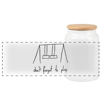 dont forget to play - Panoramic Cookie Jar with Wooden Lid - white - Front