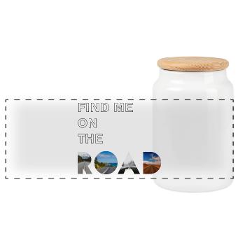 FIND ME ON THE ROAD - Panoramic Cookie Jar with Wooden Lid - white - Front
