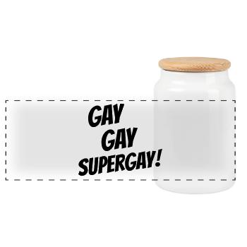 super gay gay - Boîte à biscuits avec couvercle en bois - blanc - Devant
