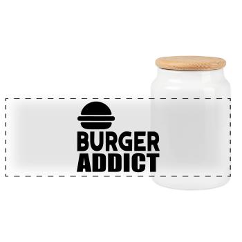 burger süchtig - Panorama Keksdose mit Holzdeckel - Weiß - Vorne