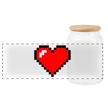 heart pixel - Panoramic Cookie Jar with Wooden Lid - white - Front