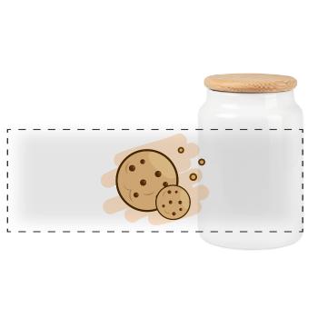 Chocolate biscuits Delicious design - Panoramic Cookie Jar with Wooden Lid - white - Front