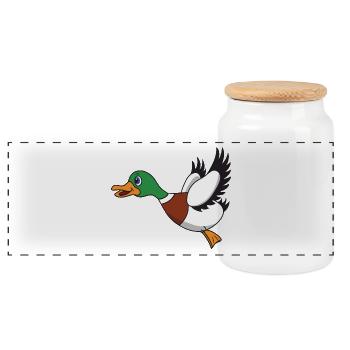 Canard volant - Boîte à biscuits avec couvercle en bois - blanc - Devant