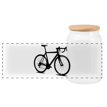 Silhouette de vélo de route - Boîte à biscuits avec couvercle en bois - blanc - Devant