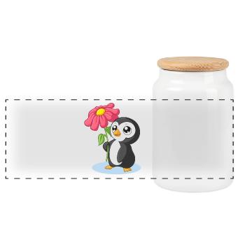 Pinguin T-Shirt - Panorama Keksdose mit Holzdeckel - Weiß - Vorne