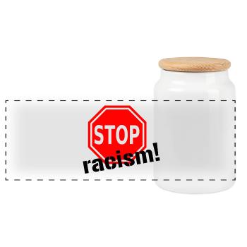 Stop racism! - Panoramic Cookie Jar with Wooden Lid - white - Front
