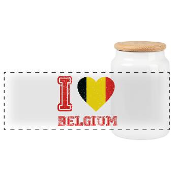 Belgium Football Gift Fan World Cup - Panoramic Cookie Jar with Wooden Lid - white - Front