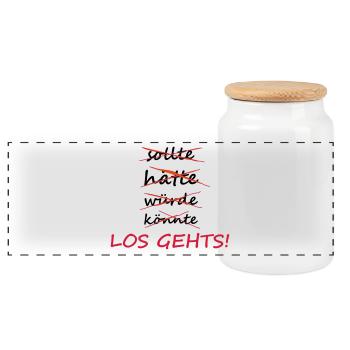 Motivation - Panorama Keksdose mit Holzdeckel - Weiß - Vorne