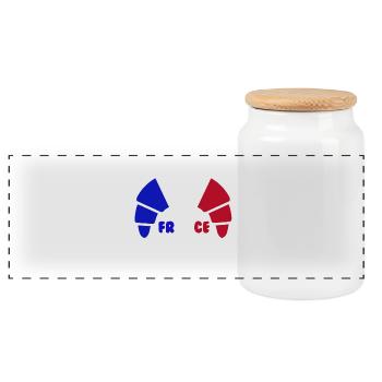 croissant france - Boîte à biscuits avec couvercle en bois - blanc - Devant