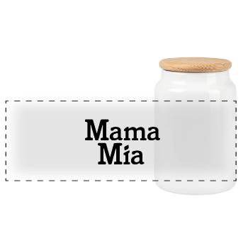Mama Mia - Panoramic Cookie Jar with Wooden Lid - white - Front