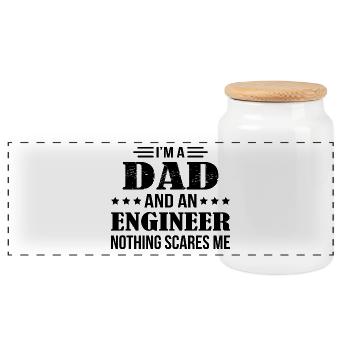 Dad Engineer Scares Me - Panoramic Cookie Jar with Wooden Lid - white - Front