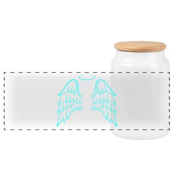 Ange ailes aile ange - Boîte à biscuits avec couvercle en bois - blanc - Devant