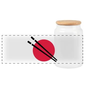 Japan - Panorama Keksdose mit Holzdeckel - Weiß - Vorne