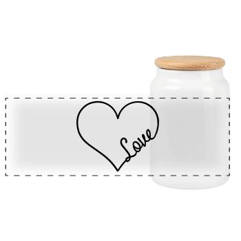 Love - Panoramic Cookie Jar with Wooden Lid - white - Front