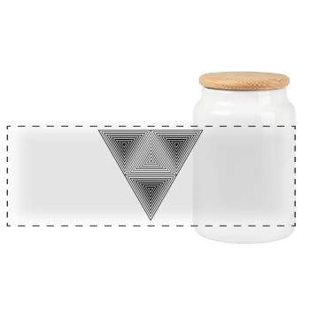 Optical illusion (Hipster Dreick) B&w Art - Panorama Keksdose mit Holzdeckel - Weiß - Vorne