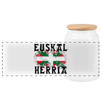 Euskal Herria - Pays Basque 86 - Boîte à biscuits avec couvercle en bois - blanc - Devant