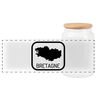 Bretagne / Breton / Bretonne / BZH / Breizh - Panoramic Cookie Jar with Wooden Lid - white - Front