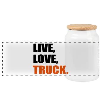 camion - Boîte à biscuits avec couvercle en bois - blanc - Devant