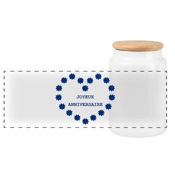 Joyeux Anniversaire. Happy birthday. - Boîte à biscuits avec couvercle en bois - blanc - Devant