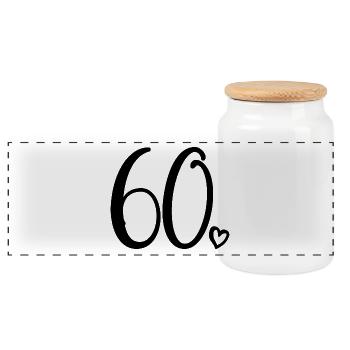 60. Geburtstag Frauen 60 Jahre alt Niedliche Nummer 60 - Panorama Keksdose mit Holzdeckel - Weiß - Vorne