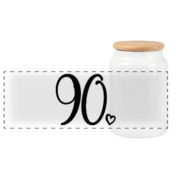 90th Birthday Women 90 Years Old Cute Number 90 - Panoramic Cookie Jar with Wooden Lid - white - Front