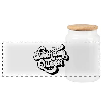 Birthday Queen Women Birthday Party Gift - Panoramic Cookie Jar with Wooden Lid - white - Front