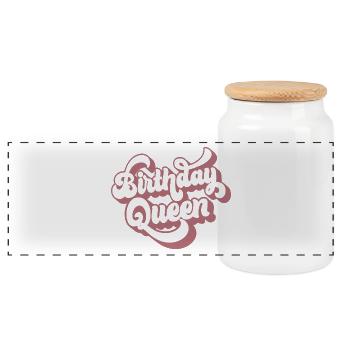 Birthday Queen Women Birthday Party Gift - Panoramic Cookie Jar with Wooden Lid - white - Front