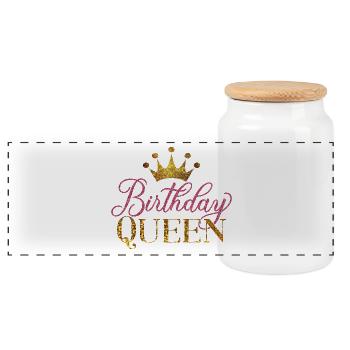Anniversaire Reine Femmes Fête d’Anniversaire Cadeau - Boîte à biscuits avec couvercle en bois - blanc - Devant