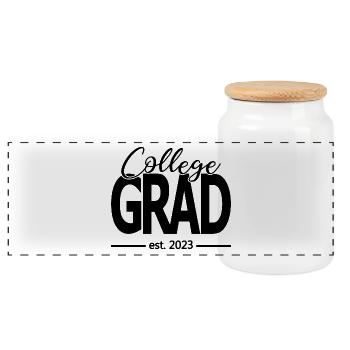 College Grad Est. 2023 Soirée de remise des diplômes - Boîte à biscuits avec couvercle en bois - blanc - Devant