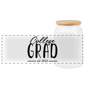 College Grad Est. 2023 Soirée de remise des diplômes - Boîte à biscuits avec couvercle en bois - blanc - Devant