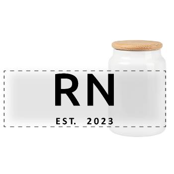 RN Est. 2023 Graduation Registered Nursing Student - Panoramic Cookie Jar with Wooden Lid - white - Front