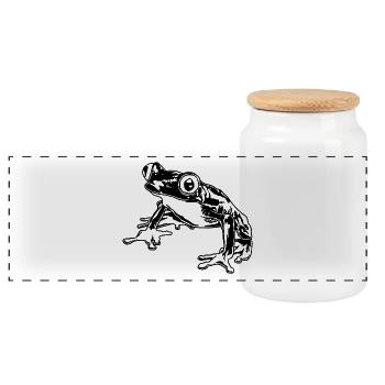 Tree Frog Graphic Aquatic Amphibian Frog Lovers - Panoramic Cookie Jar with Wooden Lid - white - Front