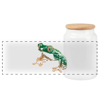 Tree Frog Graphic Aquatic Amphibian Frog Lovers - Panoramic Cookie Jar with Wooden Lid - white - Front
