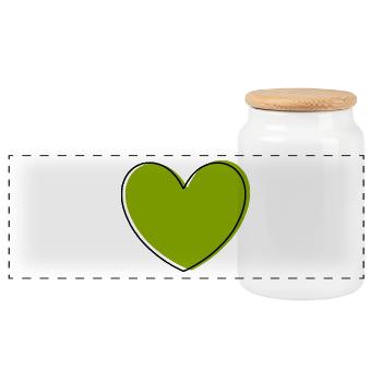 green heart green hearts couples gift - Panoramic Cookie Jar with Wooden Lid - white - Front