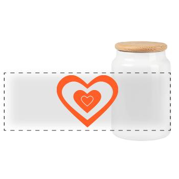 orange heart hearts gift valentine's day couples - Panoramic Cookie Jar with Wooden Lid - white - Front