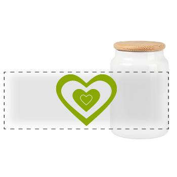 green heart green hearts couples st patrick's day - Panoramic Cookie Jar with Wooden Lid - white - Front