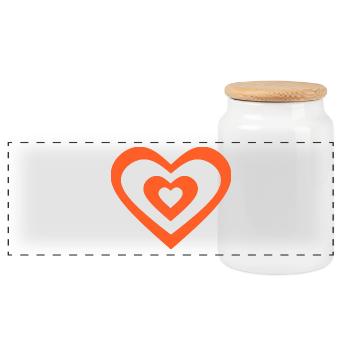 orange heart hearts gift valentine's day couples - Panoramic Cookie Jar with Wooden Lid - white - Front
