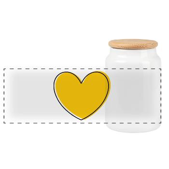 yellow heart yellow valentine's day - Panoramic Cookie Jar with Wooden Lid - white - Front
