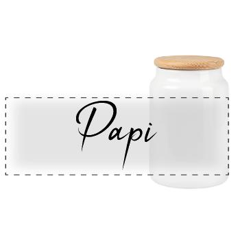 FATHER's DAY. HAPPY BIRTHDAY DAD. DAD. HAPPY BIRTHDAY - Panoramic Cookie Jar with Wooden Lid - white - Front