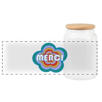 MERCI. MAÎTRESSE. MAÎTRE. MERCI MAÎTRESSE - Boîte à biscuits avec couvercle en bois - blanc - Devant