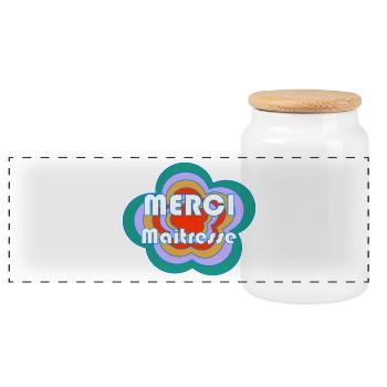 MERCI. MAÎTRESSE. MAÎTRE. MERCI MAÎTRESSE - Boîte à biscuits avec couvercle en bois - blanc - Devant