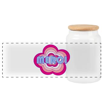 MERCI. MAÎTRESSE. MAÎTRE. MERCI MAÎTRESSE - Boîte à biscuits avec couvercle en bois - blanc - Devant