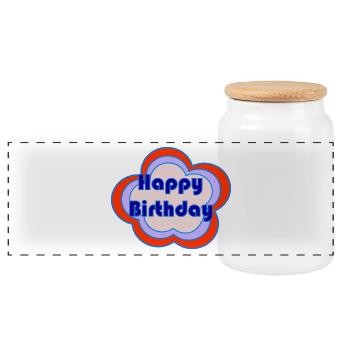 JOYEUX ANNIVERSAIRE. HAPPY BIRTHDAY. ANNIVERSAIRE. - Boîte à biscuits avec couvercle en bois - blanc - Devant