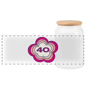 40. 40 ANS. 40e ANNIVERSAIRE. ANNIVERSAIRE 40 ANS. - Boîte à biscuits avec couvercle en bois - blanc - Devant