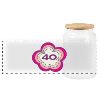 40. 40 YEARS. 40th ANNIVERSARY. BIRTHDAY 40 YEARS. - Panoramic Cookie Jar with Wooden Lid - white - Front