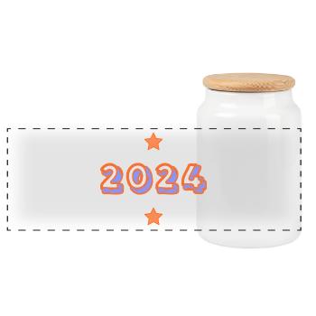 2024. WEIHNACHTEN. JAHR. JAHRESTAG. RUHESTAND. PAPA - Panorama Keksdose mit Holzdeckel - Weiß - Vorne