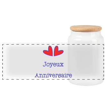 HAPPY BIRTHDAY. JOYEUX ANNIVERSAIRE. ANNIVERSAIRE. - Boîte à biscuits avec couvercle en bois - blanc - Devant